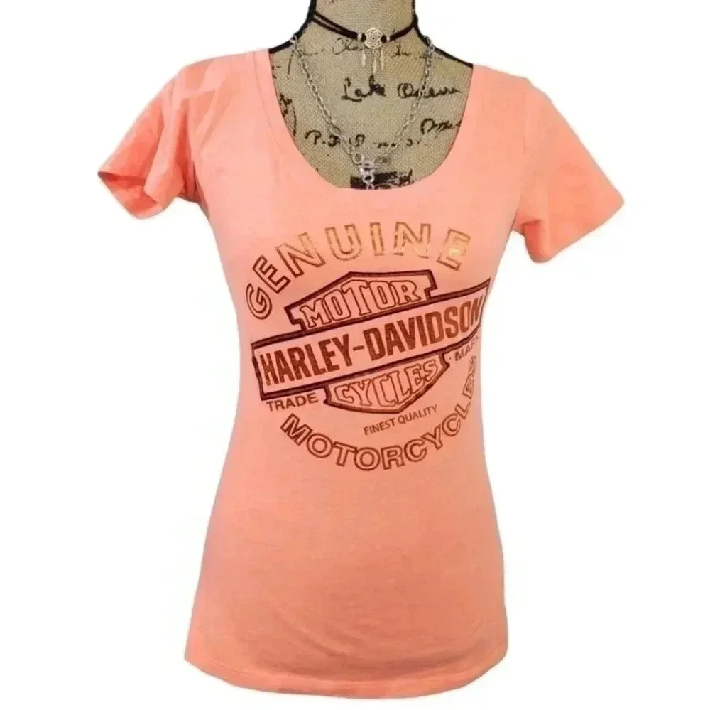 Harley Davidson Neon Orange tee. Size Medium - Picture 2 of 7
